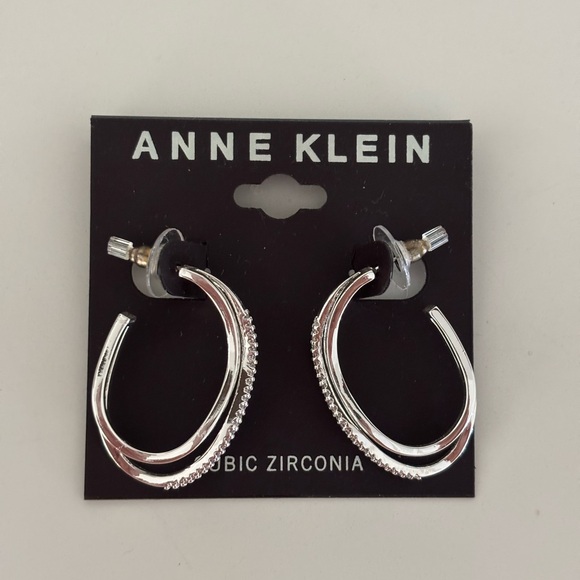 Anne Klein Silver Open Hoop Earrings - Picture 1 of 2